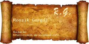 Roszik Gergő névjegykártya